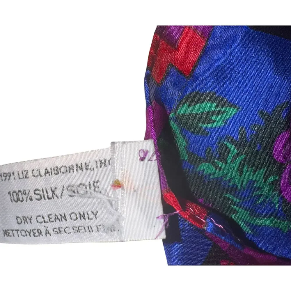 Vintage Liz Claiborne Silk Southwestern Scarf Roses‎ Boho Western Aztec Floral